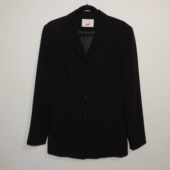 Mondi Jackets & Blazers - MONDI by Escada sz 42 / 10 Blk Wool Blend Stretch Blazer Jacket Vintage